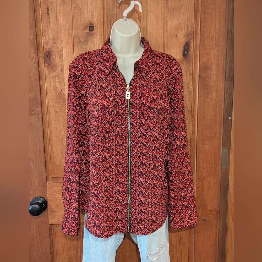 Michael Kors‎ Black and Red Leaf Vine Blouse